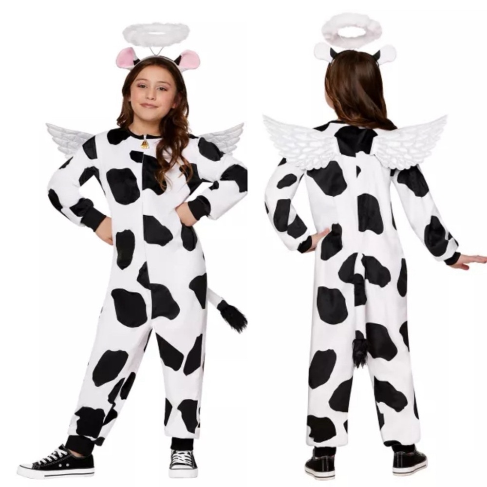Spirit Halloween Kids Holy Cow Angel Halo Jumpsuit Costume